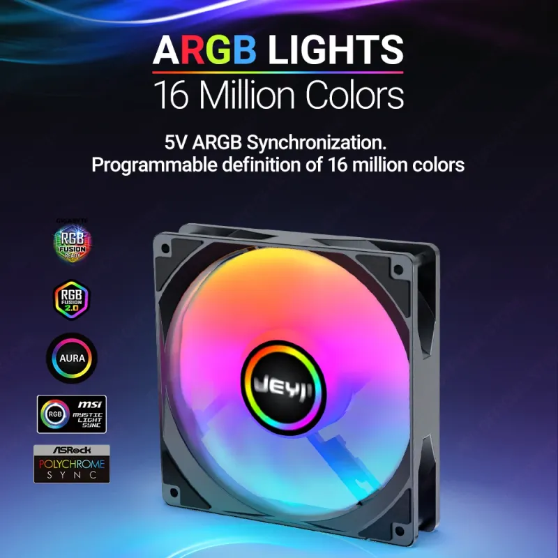 JEYI 120mm ARGB PWM Silent Fan 3
