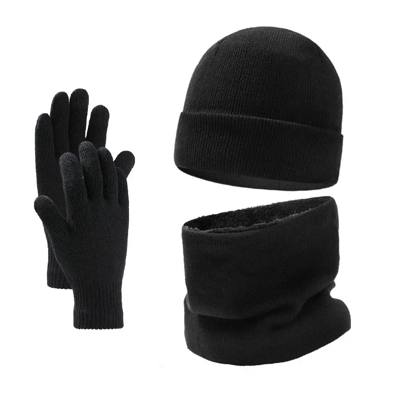 Men's Winter Beanie Scarf Gloves Set 2