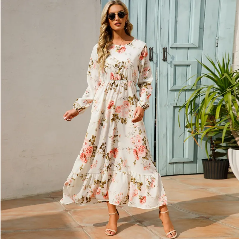 Boho Floral Chiffon Maxi Dress 1