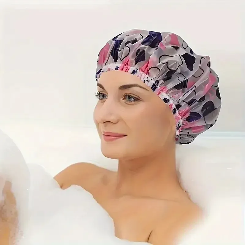 4-Pack Printed Waterproof Shower Caps 6
