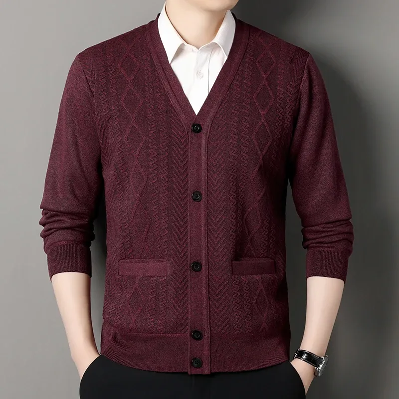 Men's V-Neck Button Knit Cardigan Jacket 3