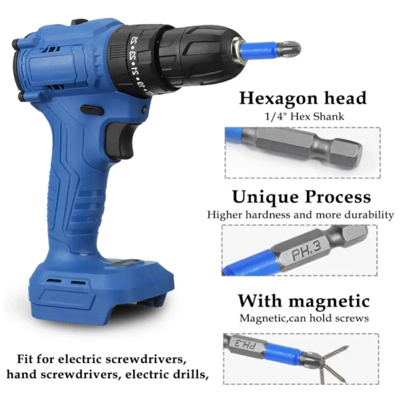 Magnetic Screwdriver Bits Set PH/PZ Hex Shank 3