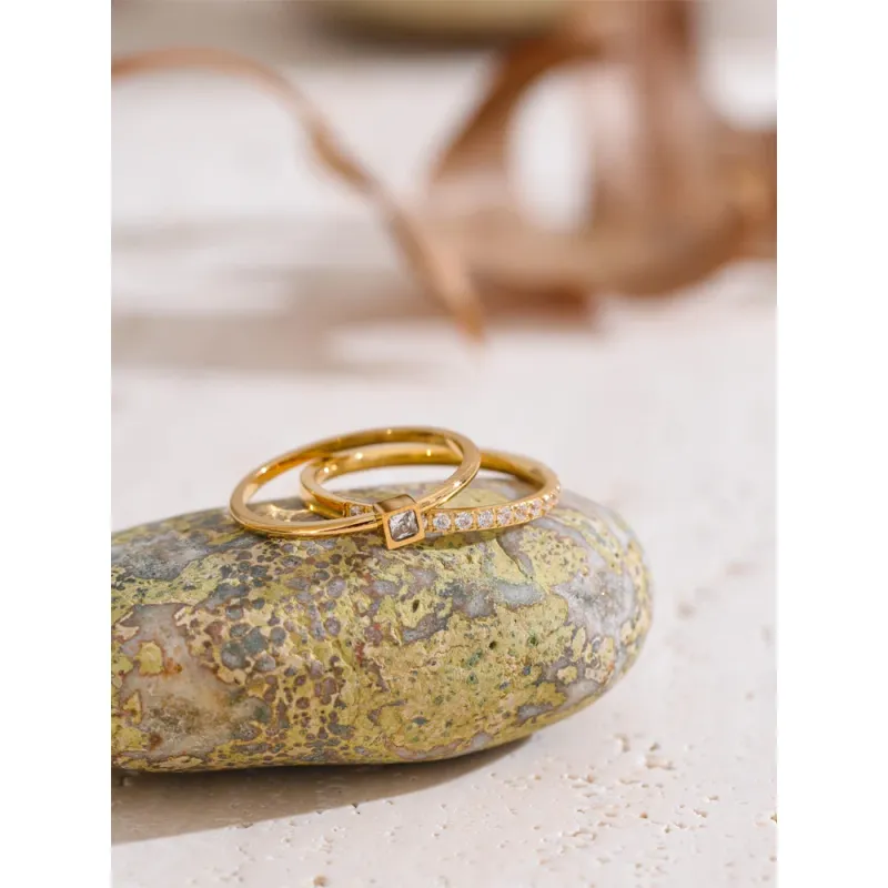 18K Gold Plated CZ Stackable Ring 4