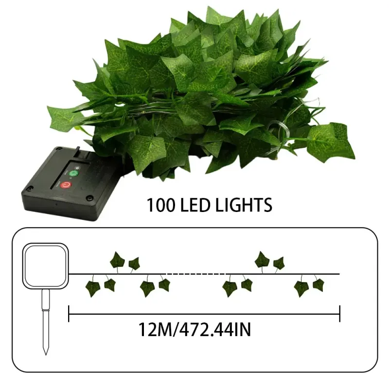 Solar Ivy Leaf Vine String Lights 6