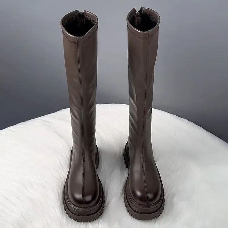 Women's Black Long Thick Bottom Boots 2