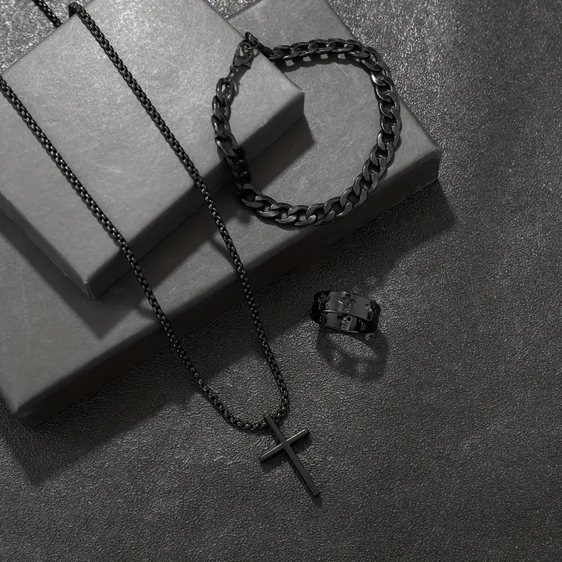 3-Piece Cross Jewelry Gift Set for Men & Women 3