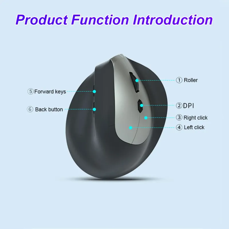 Vertical Wireless Mouse 2.4G + Bluetooth 5.2 6