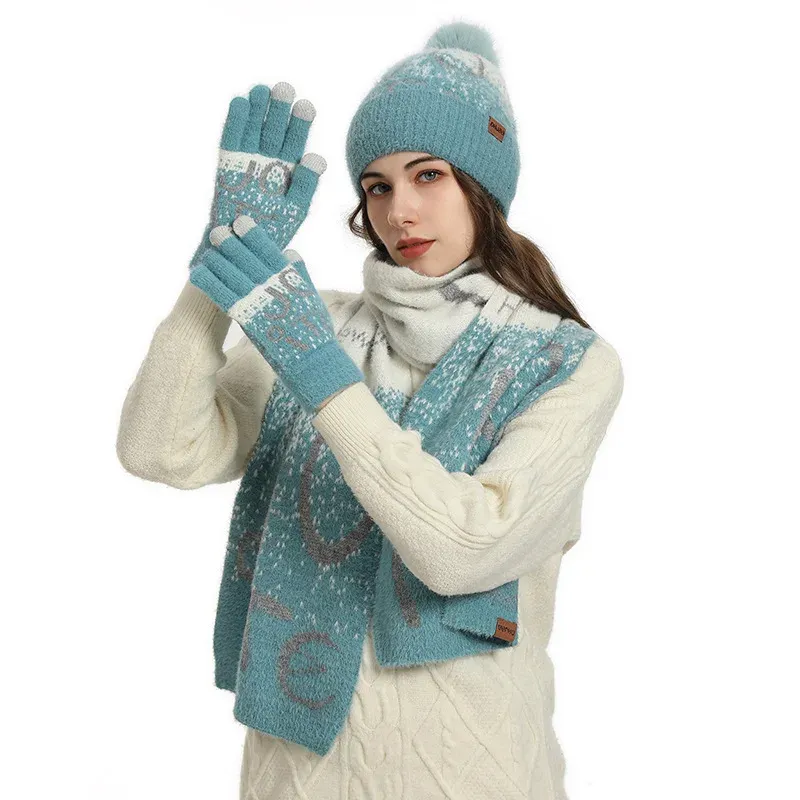 Women's Winter Beanie Scarf & Gloves Set 4