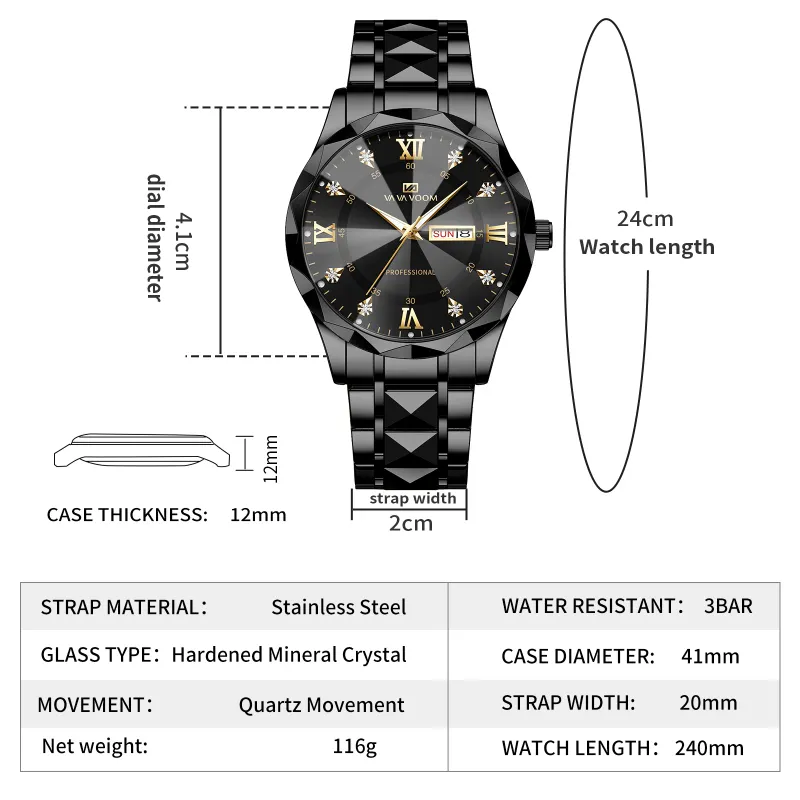 VA VA VOOM Rhinestone Men's Watch 41mm 3