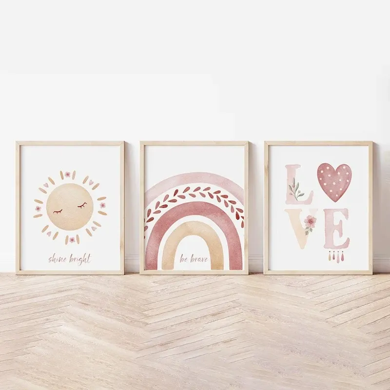 Boho Rainbow Sunshine Nursery Posters Set of 3 6