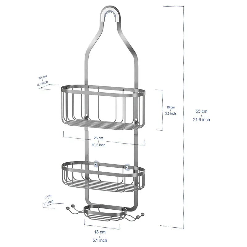 Hanging Shower Caddy Basket with Hooks 6