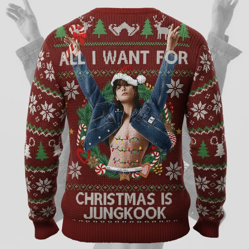 Jungkook 3D Round Neck Ugly Christmas Hoodie 3