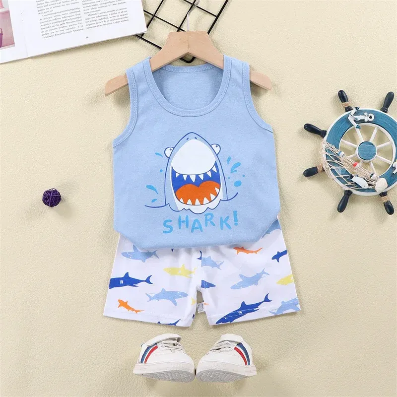 Cartoon Lion Kids Vest Shorts Set 5