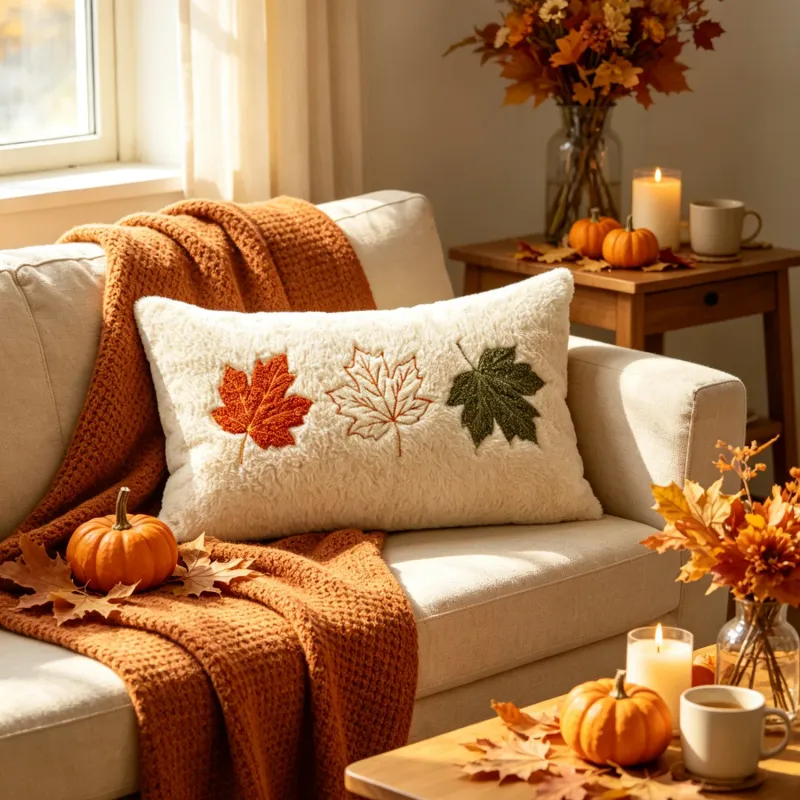 Fall Pumpkin Faux Fur Pillow Covers 6