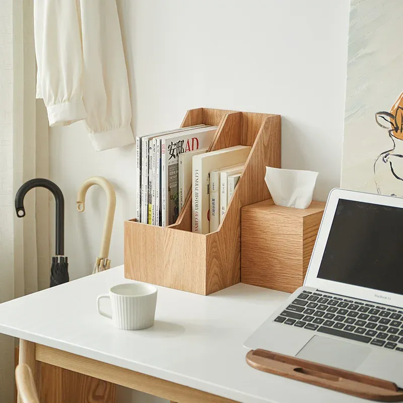Wood Desktop Organizer Vertical File Holder 6