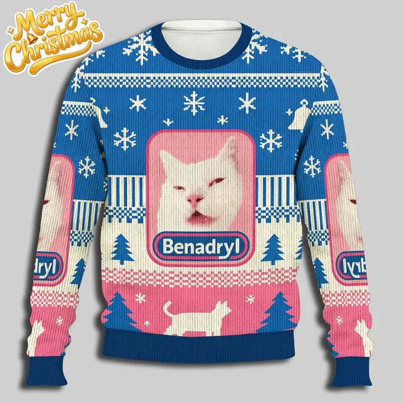 Funny Benadryl Cat Christmas Sweatshirt 2
