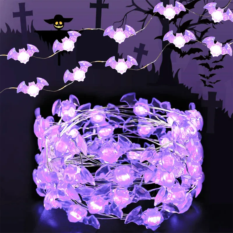Purple Bat LED Copper Wire String Lights 1