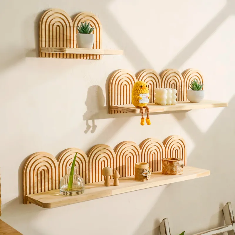 Boho Rainbow Arched Wood Wall Shelf 1