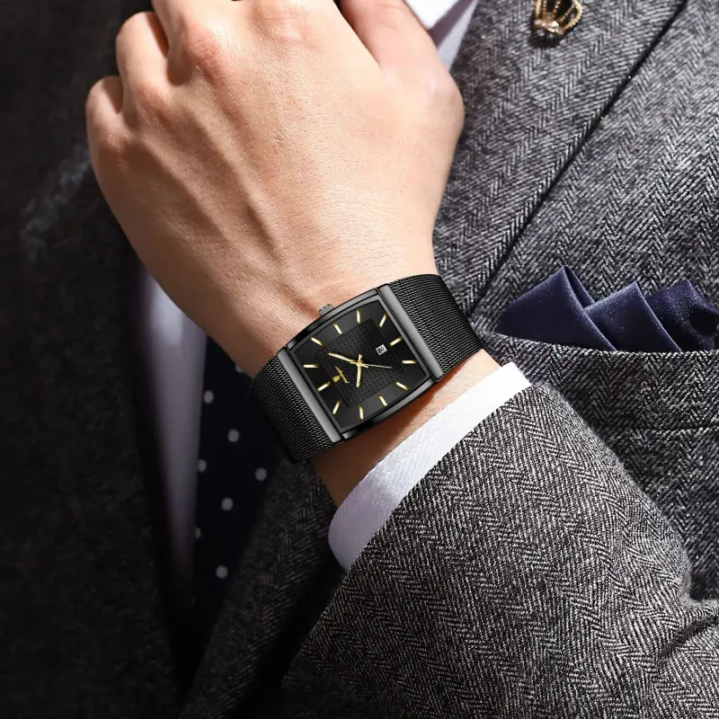 POEDAGAR Luxury Stainless Steel Mesh Watch 5