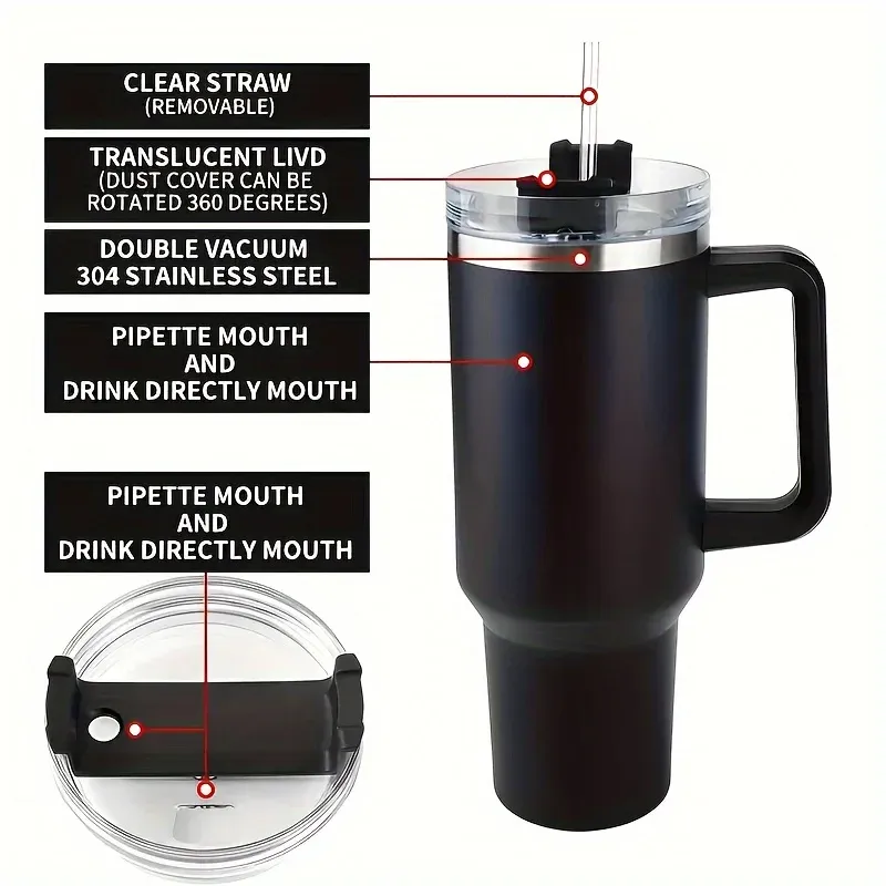 40oz Insulated Tumbler with Straw Lid 4