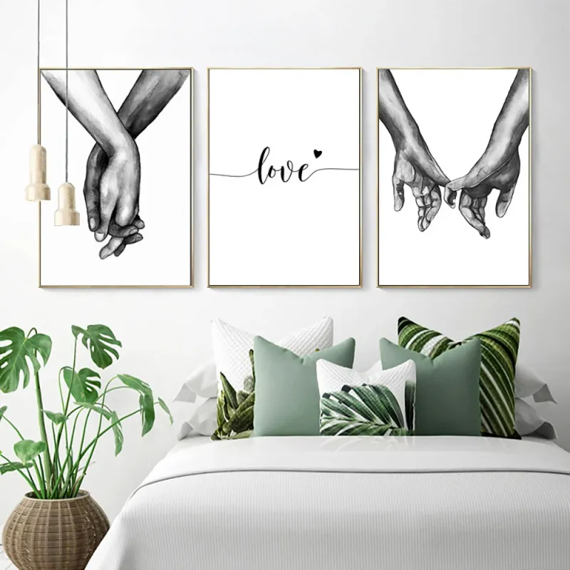 Minimalist Hand in Hand Love Wall Art 2
