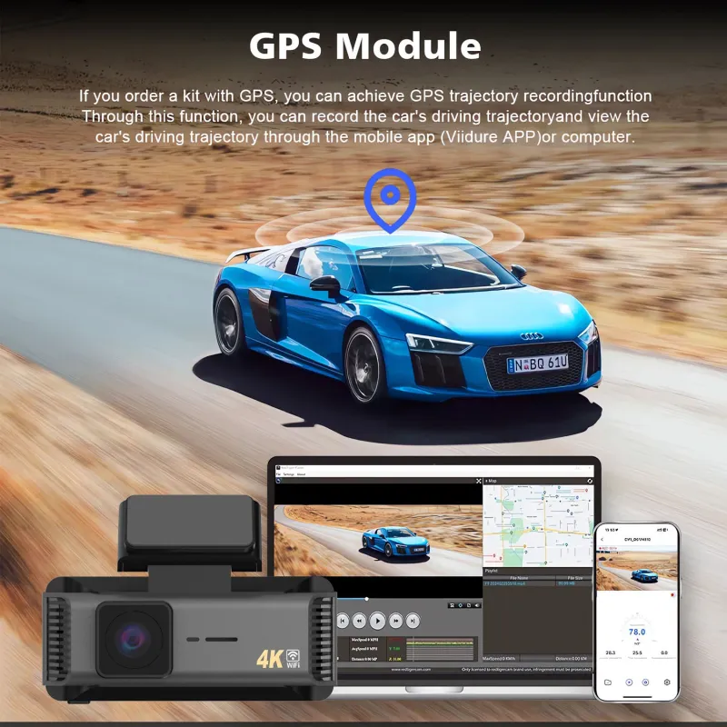 4K Dual Lens 5G WiFi GPS Dash Cam 6