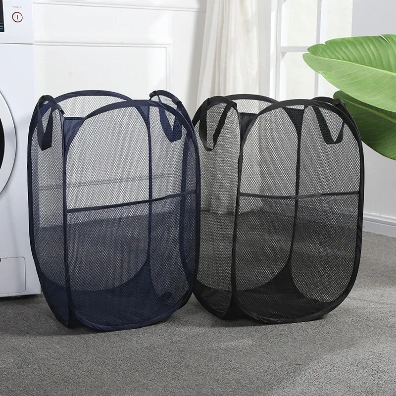 Folding Mesh Laundry Basket with Handle 3