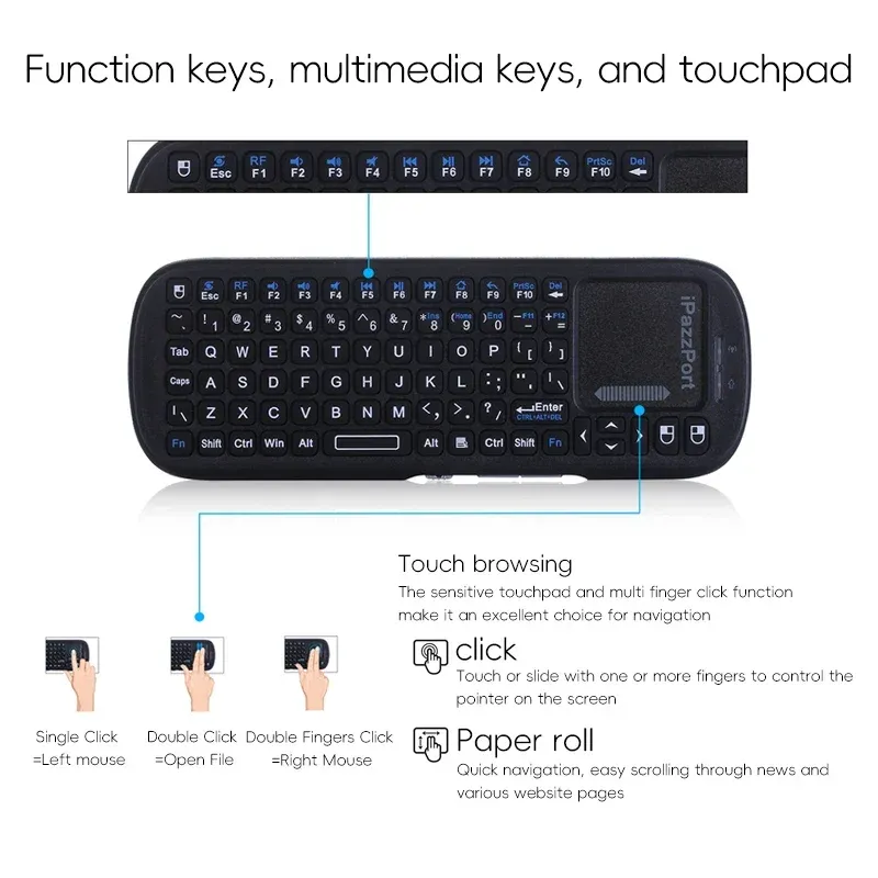 Mini Wireless Keyboard Touchpad Mouse Combo 3