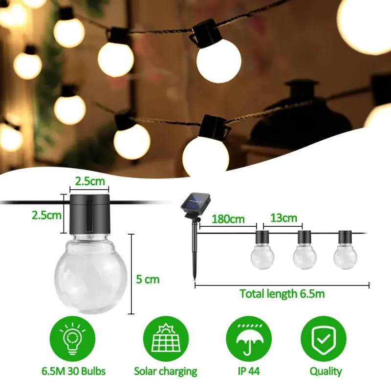 Solar Globe String Lights - Outdoor 6