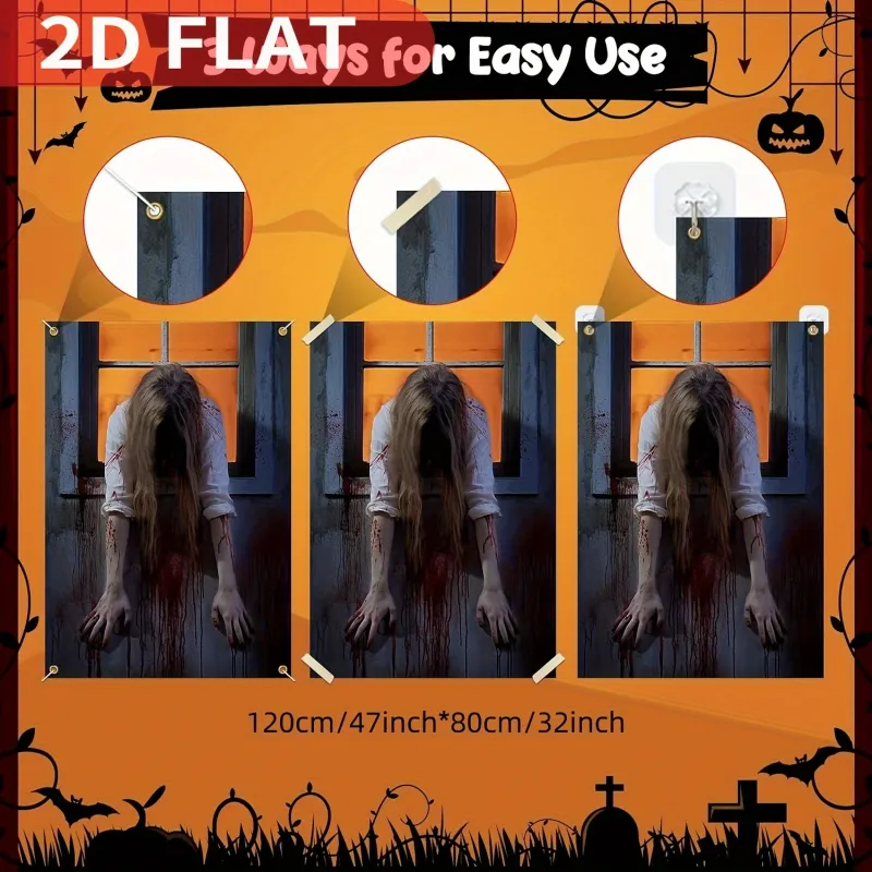 Scary Halloween Window Banner Cling 6