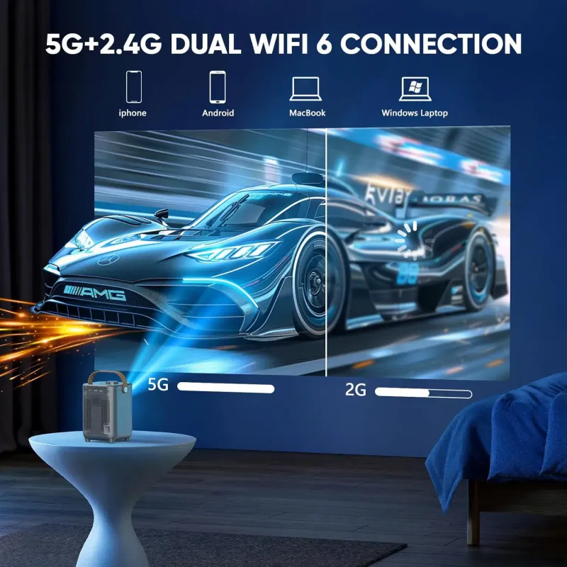 Portable WiFi Bluetooth Projector 1080P HD 5