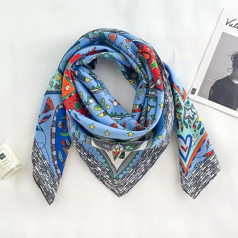 Luxury Tree Print Silk Scarf 90x90cm 4