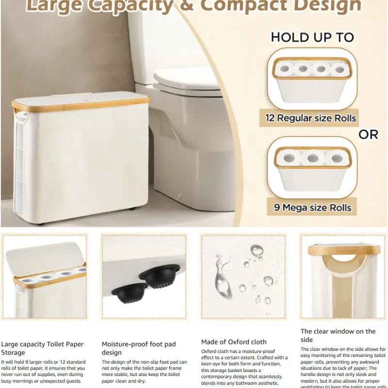 Slim Toilet Paper Basket Organizer 5