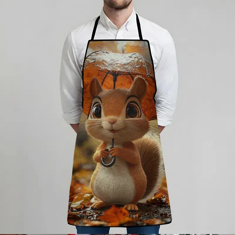 Squirrel Orange Umbrella Cooking Apron 2