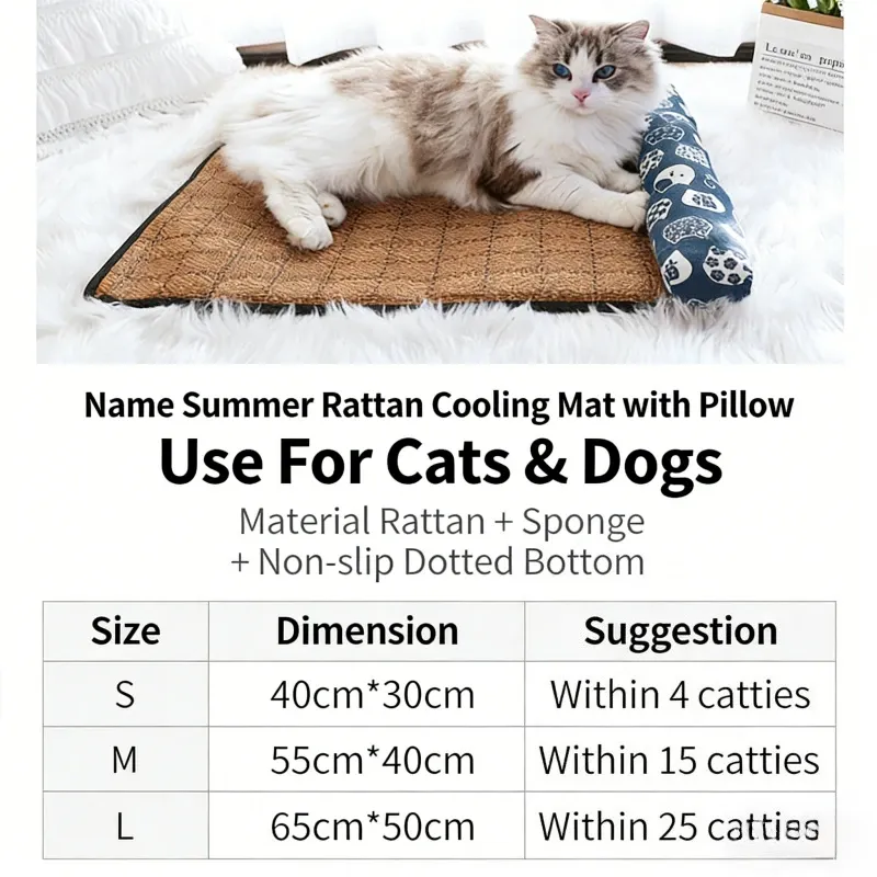 Natural Rattan Cat Cooling Mat 2