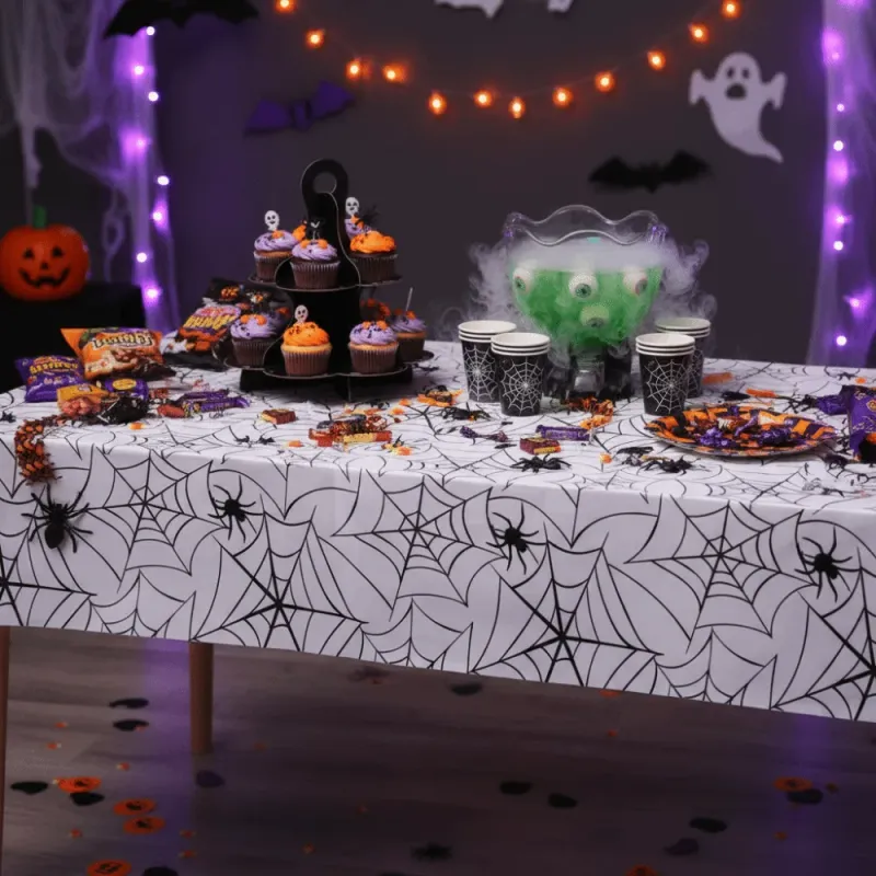 Halloween Spider Web Disposable Tablecloth 2