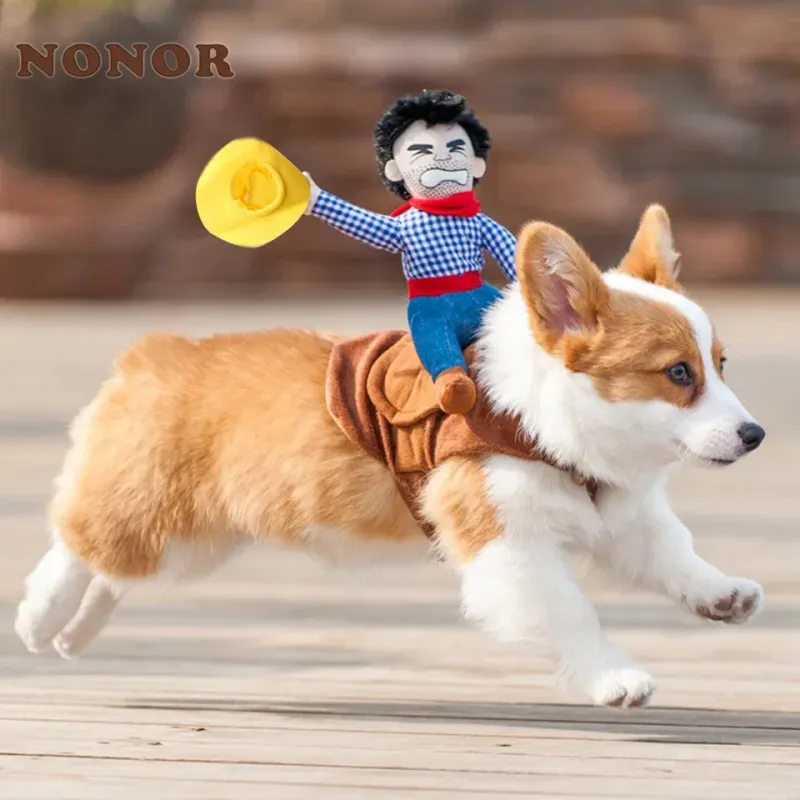 Funny Cowboy Halloween Dog Jacket Costume 1