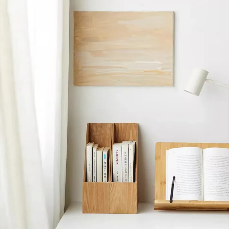 Wood Desktop Organizer Vertical File Holder 1