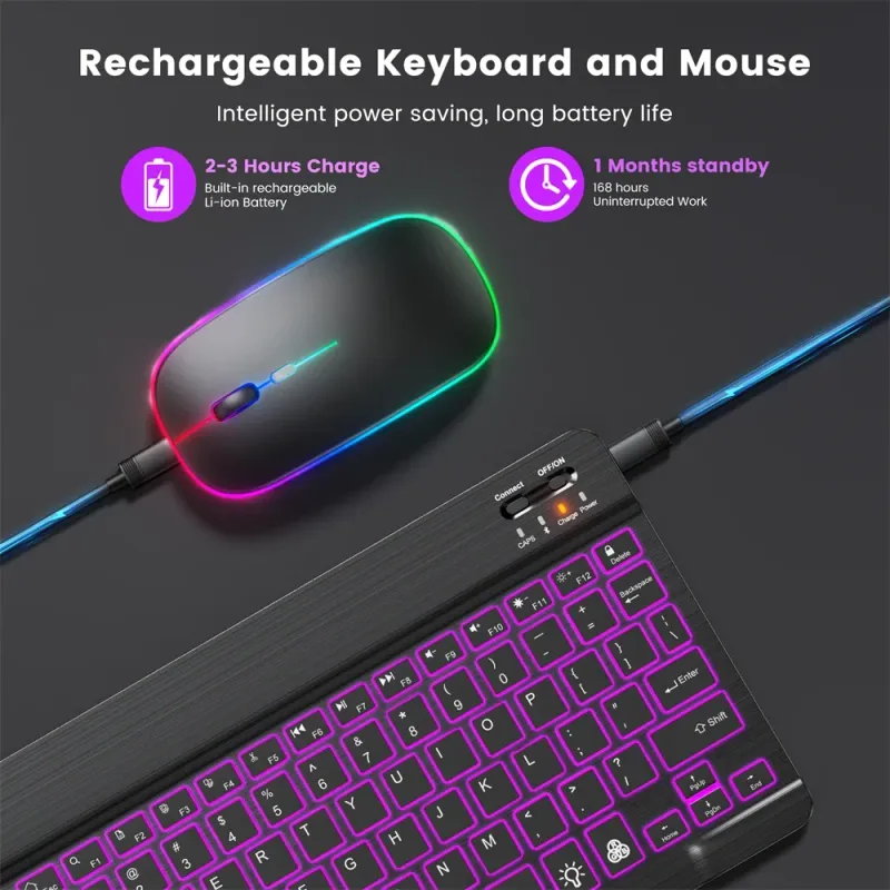 RGB Backlit Bluetooth Keyboard Mouse Combo 5