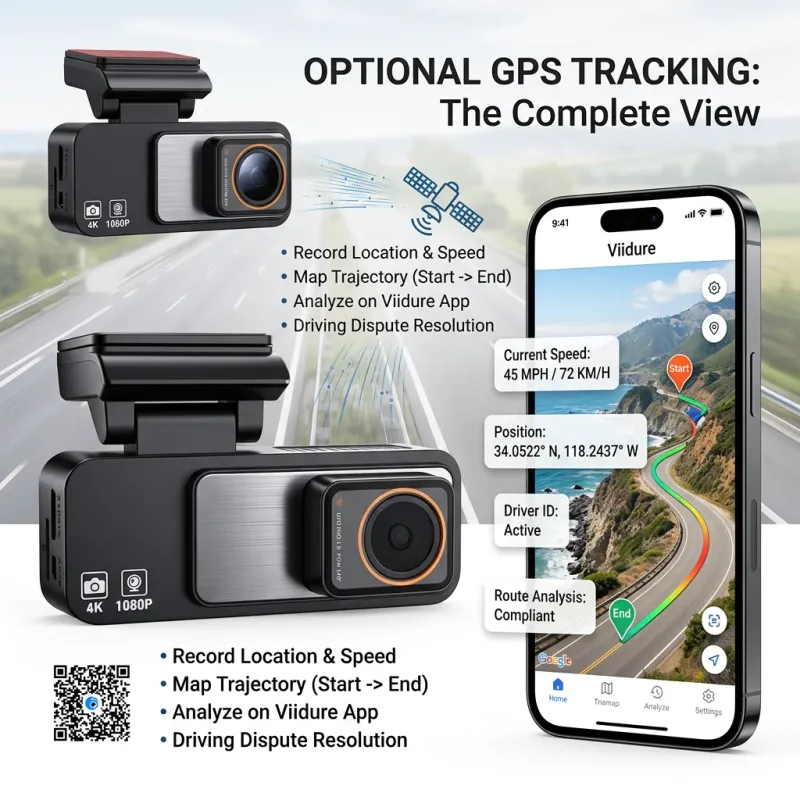 4K Dual Lens Dash Cam GPS WiFi DVR 5
