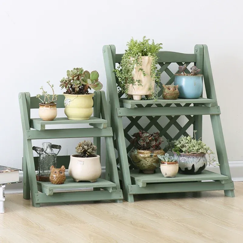 Vintage 2-Tier Wood Plant Stand 5