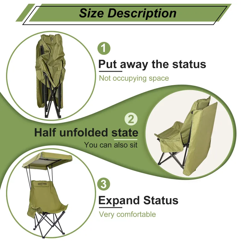 YOUNG WOOD Portable Camping Chair with Canopy 4