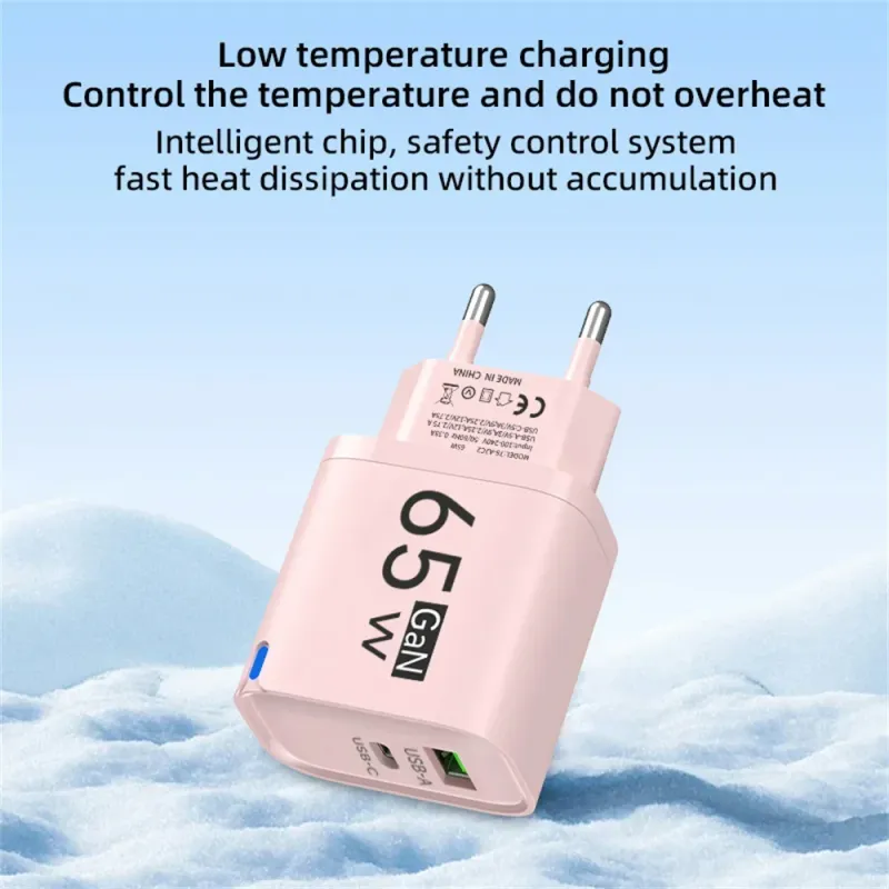 65W GaN Dual Port USB-C Fast Charger 5