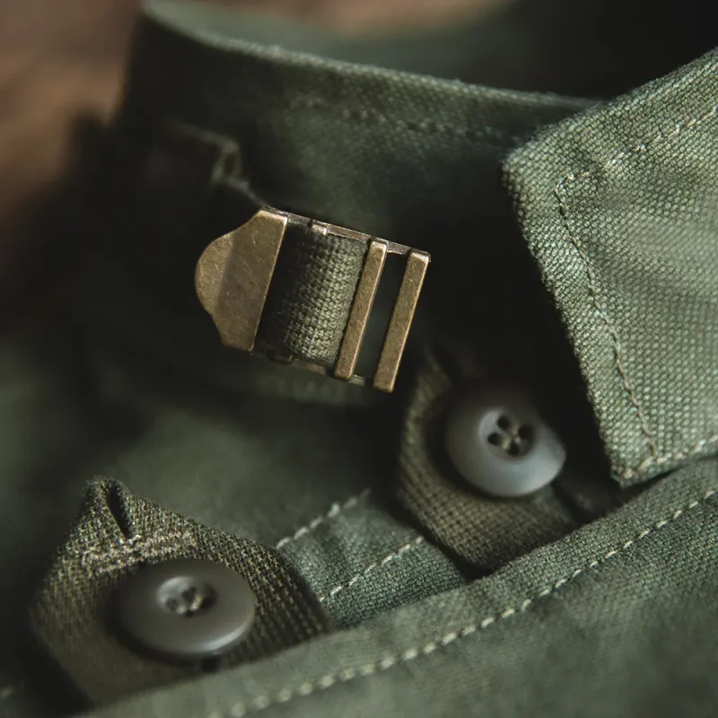 Maden Retro Green Canvas Bomber Jacket 4