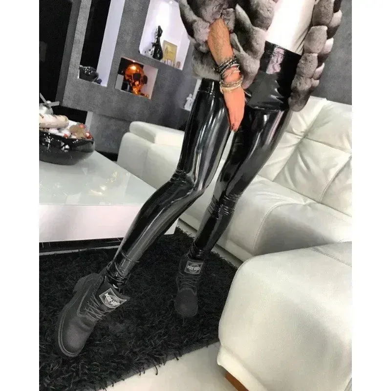 Black PU Leather High Waist Leggings 6