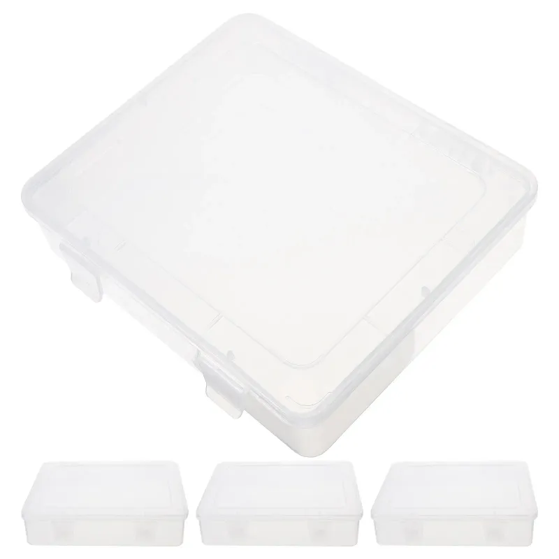 4Pcs Hardware Parts Storage Boxes Clear Small Plastic Containers Stackable Organizer Bins with Lids for Craft Jewelry Screws 6