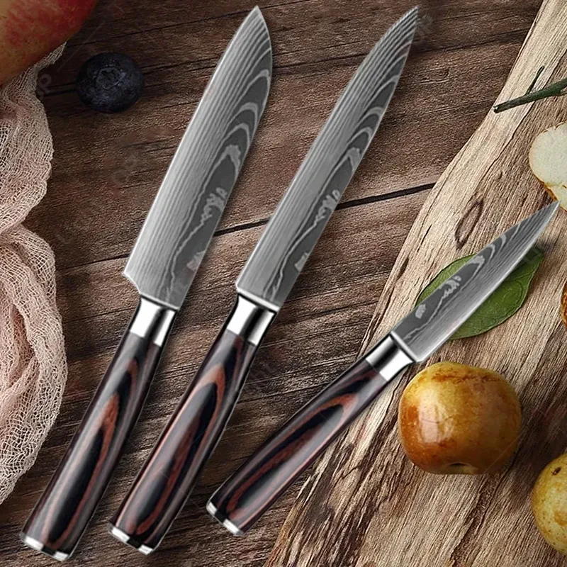 Japanese Damascus Santoku Knife Set 5