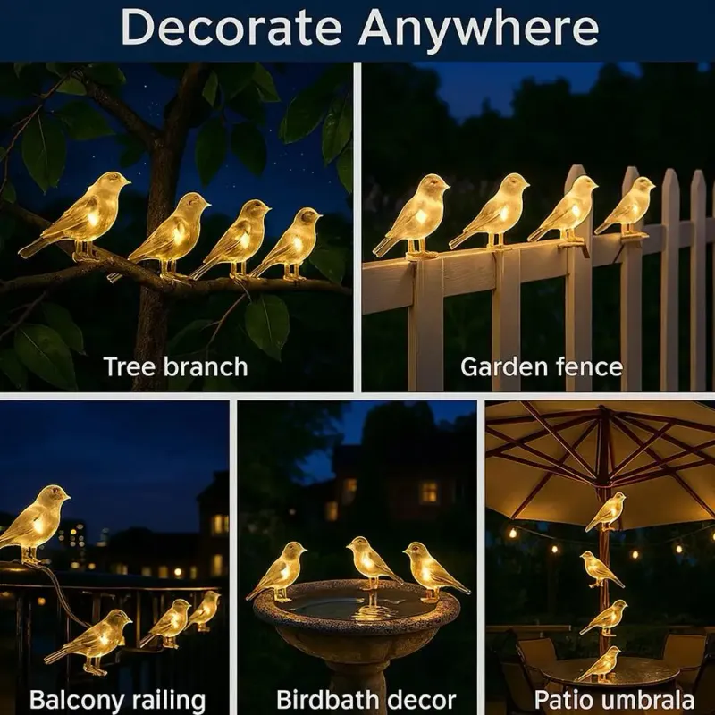 Solar Bird String Lights Outdoor 6