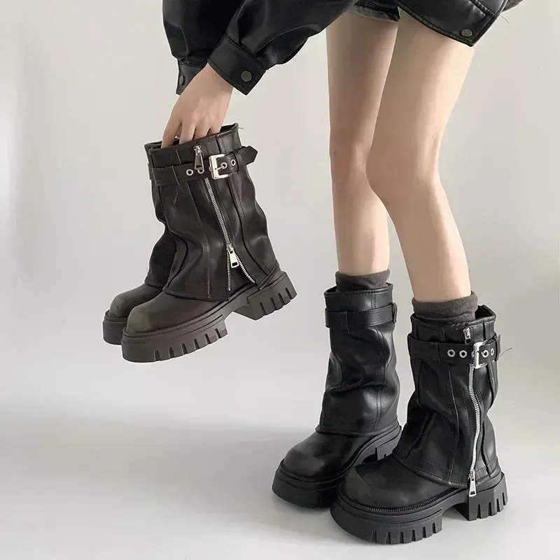 Women's Platform Knee-High Biker Boots 1
