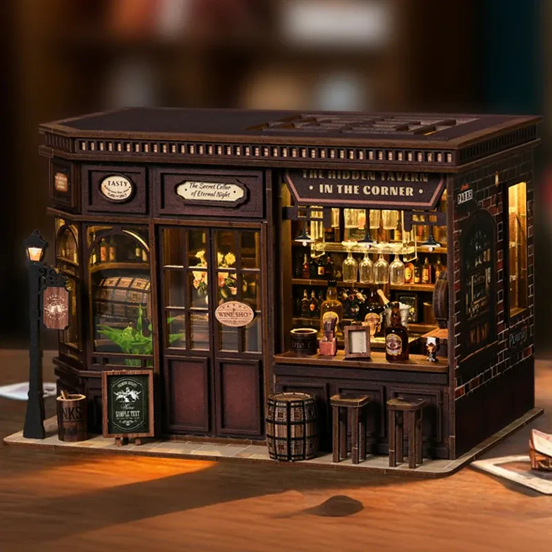 DIY Wooden Dollhouse Kit with LED Light 2